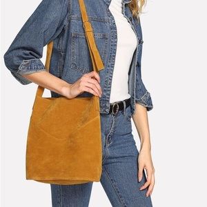 Ginger Mustard Suede Shoulder Bag! 💛✨
